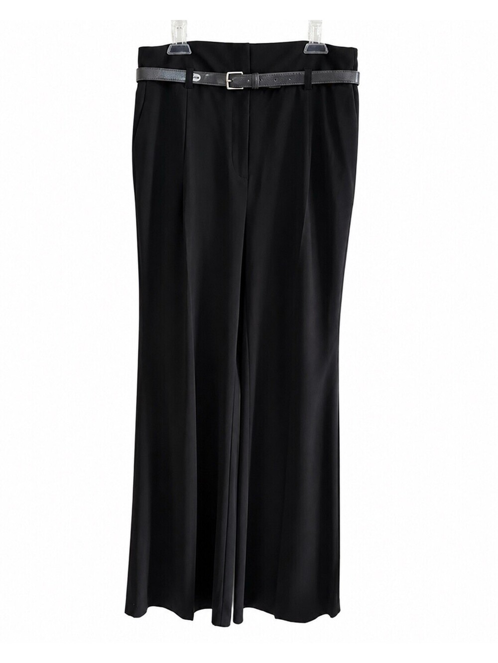 Worthington Stretch Black Wide Leg Dress Pants Size 6 Belted Pleated NWT